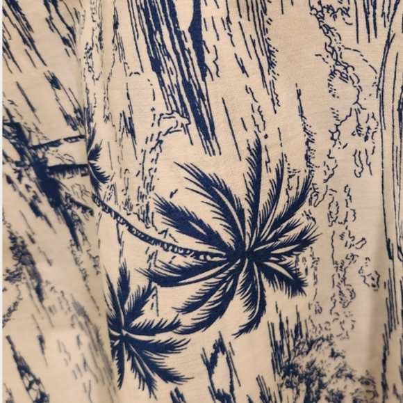 Hawaiian BIG WAVE PALM TREES BLUE &WHITE SWING SKIRT.ONE OF A KIND.Boho chic - Picture 2 of 6